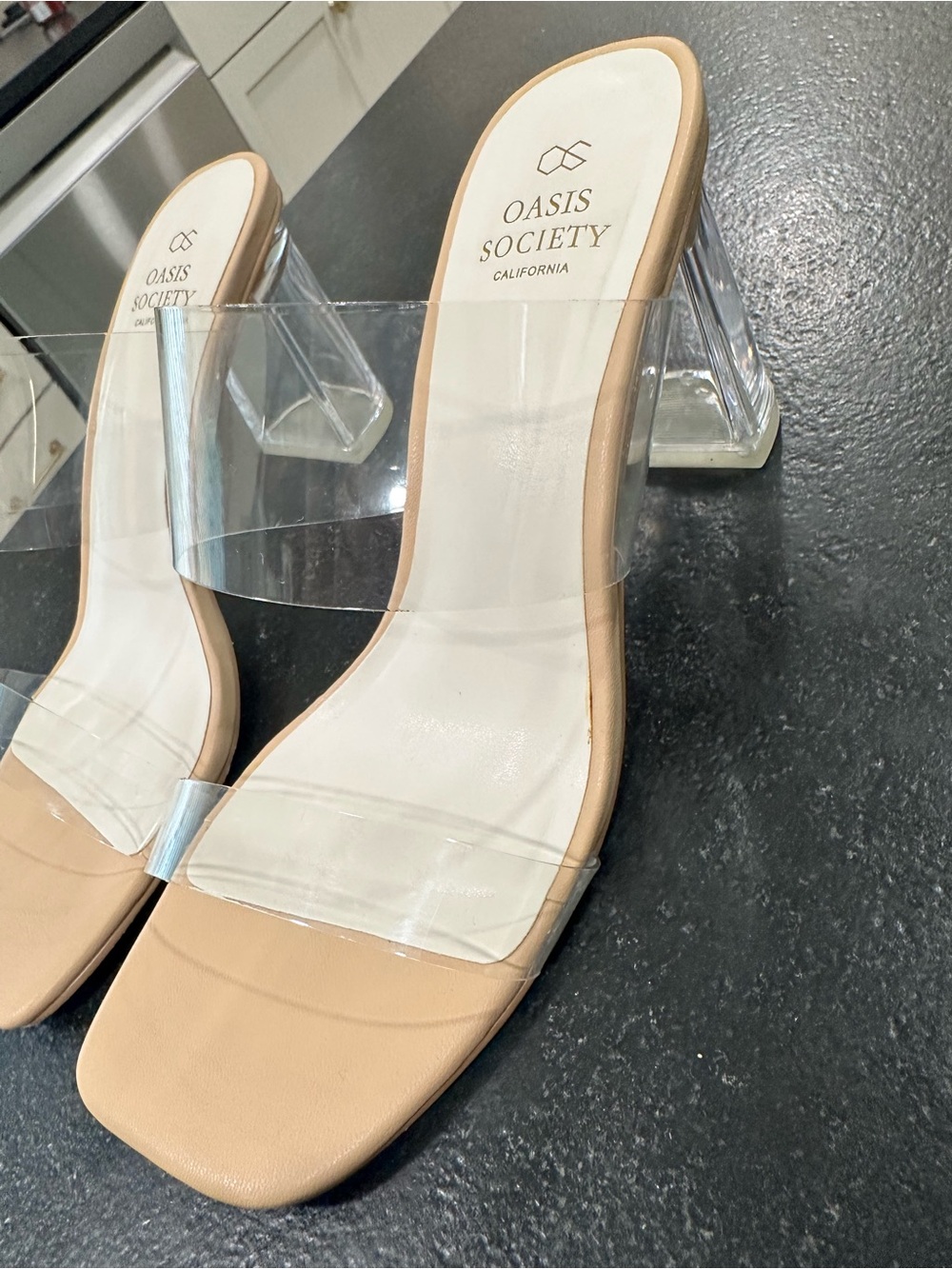 Oasis Society Clear-Strap Sandals in Nude - Picture 3 of 10